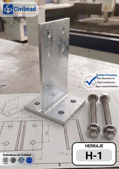 Herraje H-1 — Pie de Columna Glulam